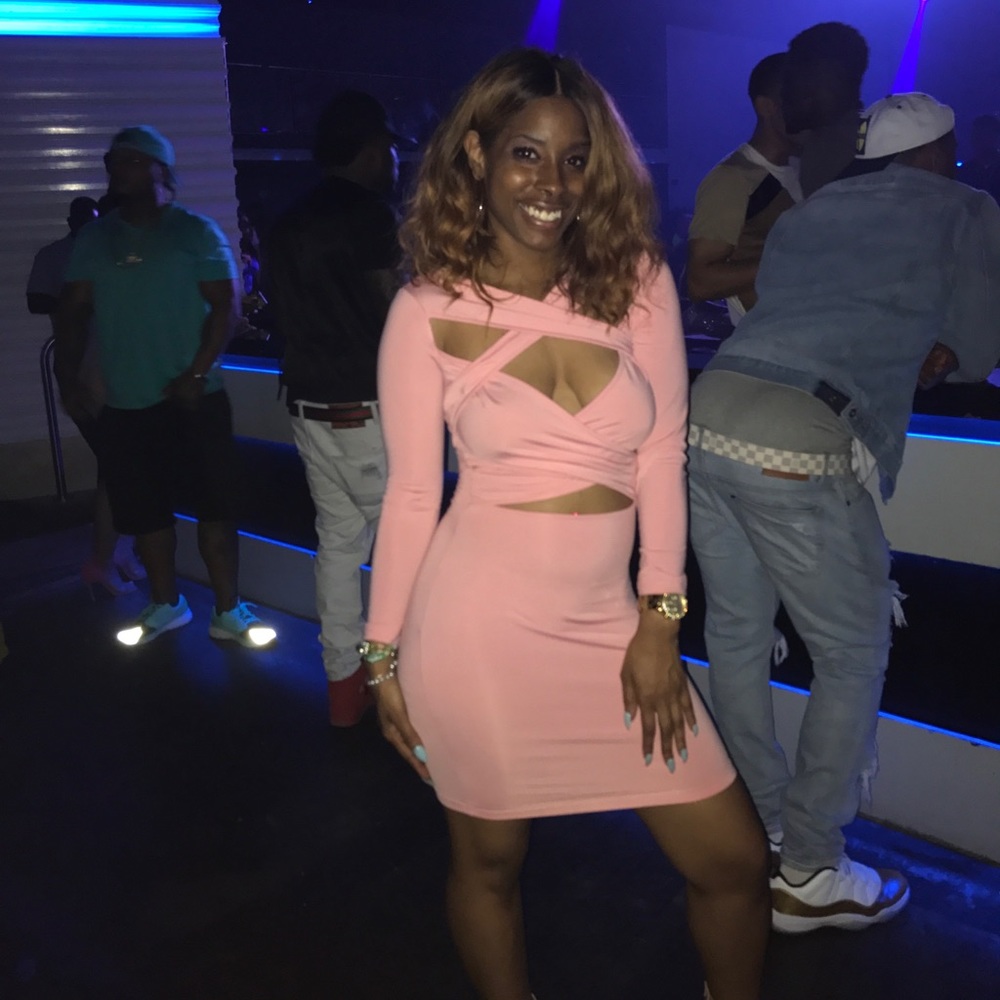 Pink Long Sleeve Strappy Front Mini Dress